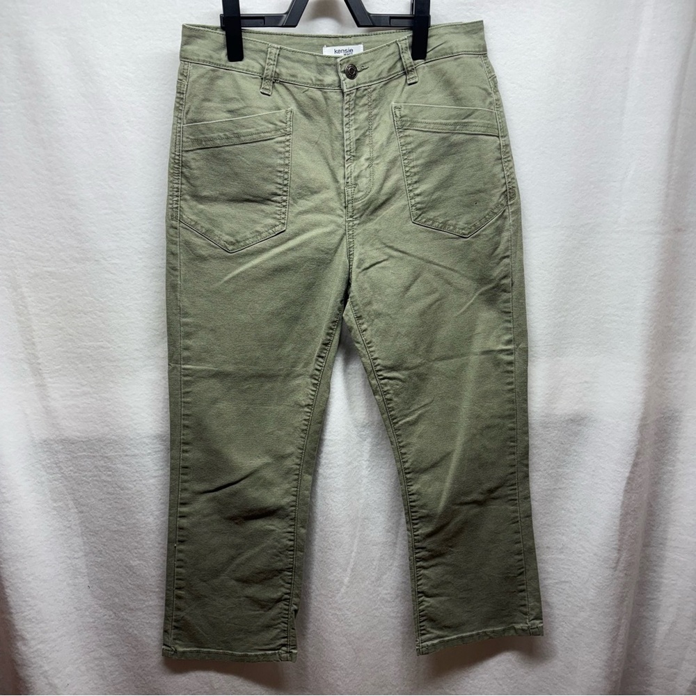 Kensie Jeans Women's High-Rise Wide Leg Olive Green Pants Size 2/26